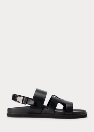 Schwarze Ralph Lauren Biorn Kalbsledersandalen für Herren Schwarze Ralph Lauren Biorn Kalbsledersandalen für Herren