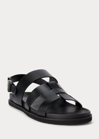 Schwarze Ralph Lauren Biorn Kalbsledersandalen für Herren Schwarze Ralph Lauren Biorn Kalbsledersandalen für Herren