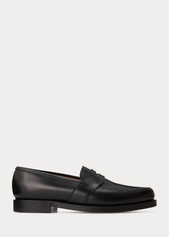 Schwarze Ralph Lauren Braygan Pennyloafer aus Kalbsleder für Herren
