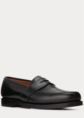 Schwarze Ralph Lauren Braygan Pennyloafer aus Kalbsleder für Herren