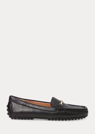 Schwarze Ralph Lauren Briony Driver-Loafer aus Leder für Damen Schwarze Ralph Lauren Briony Driver-Loafer aus Leder für Damen