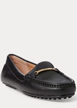 Schwarze Ralph Lauren Briony Driver-Loafer aus Leder für Damen Schwarze Ralph Lauren Briony Driver-Loafer aus Leder für Damen