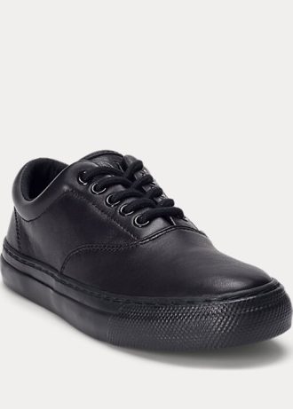 Schwarze Ralph Lauren Bryn Leder-Sneakers für Damen Schwarze Ralph Lauren Bryn Leder-Sneakers für Damen