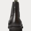Schwarze Ralph Lauren Bryson Captoe-Lederstiefel für Herren