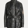 Schwarze Ralph Lauren Cadena Motorradjacken aus Kalbsleder für Damen Schwarze Ralph Lauren Cadena Motorradjacken aus Kalbsleder für Damen