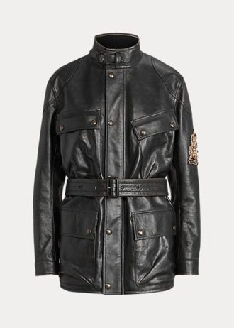 Schwarze Ralph Lauren Cadena Motorradjacken aus Kalbsleder für Damen Schwarze Ralph Lauren Cadena Motorradjacken aus Kalbsleder für Damen