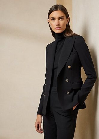 Schwarze Ralph Lauren Camden-Jacken aus Wollmischung für Damen