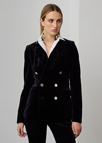 Schwarze Ralph Lauren Camden Samtjacken für Damen Schwarze Ralph Lauren Camden Samtjacken für Damen