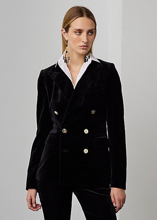 Schwarze Ralph Lauren Camden Samtjacken für Damen Schwarze Ralph Lauren Camden Samtjacken für Damen