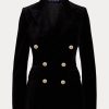 Schwarze Ralph Lauren Camden Samtjacken für Damen Schwarze Ralph Lauren Camden Samtjacken für Damen
