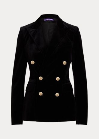 Schwarze Ralph Lauren Camden Samtjacken für Damen Schwarze Ralph Lauren Camden Samtjacken für Damen