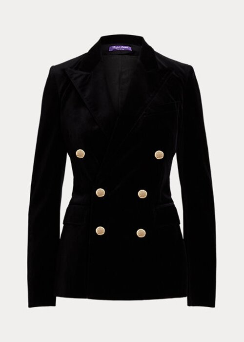 Schwarze Ralph Lauren Camden Samtjacken für Damen Schwarze Ralph Lauren Camden Samtjacken für Damen