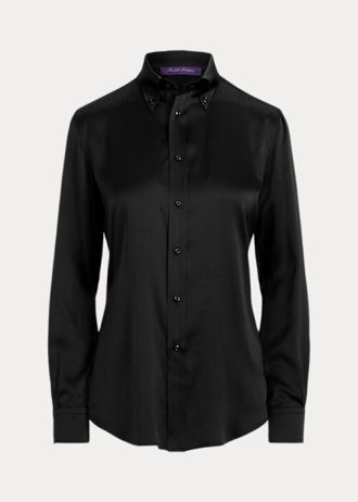 Schwarze Ralph Lauren Cameron Stretch-Hemden aus Maulbeerseide für Damen
