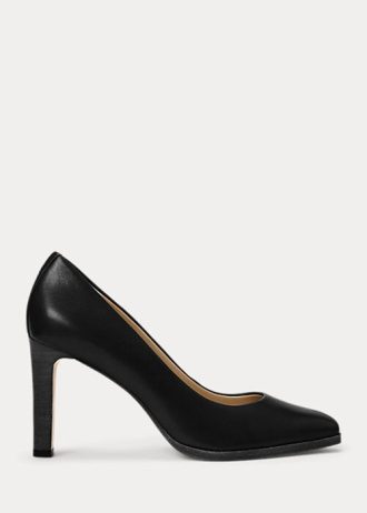Schwarze Ralph Lauren Camila Heels aus brüniertem Leder für Damen