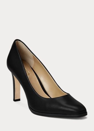 Schwarze Ralph Lauren Camila Heels aus brüniertem Leder für Damen