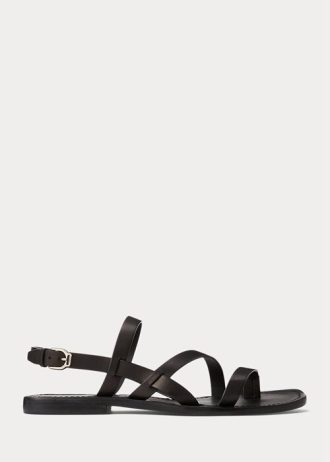 Schwarze Ralph Lauren Carlion Kalbsledersandalen für Herren Schwarze Ralph Lauren Carlion Kalbsledersandalen für Herren