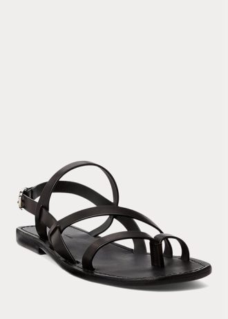 Schwarze Ralph Lauren Carlion Kalbsledersandalen für Herren Schwarze Ralph Lauren Carlion Kalbsledersandalen für Herren