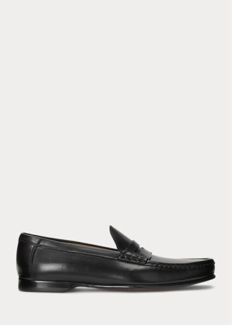 Schwarze Ralph Lauren Chalmers Pennyloafer aus brüniertem Kalbsleder für Herren