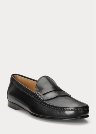 Schwarze Ralph Lauren Chalmers Pennyloafer aus brüniertem Kalbsleder für Herren