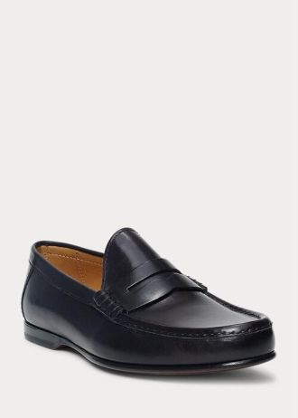 Schwarze Ralph Lauren Chalmers Pennyloafer aus Kalbsleder für Herren