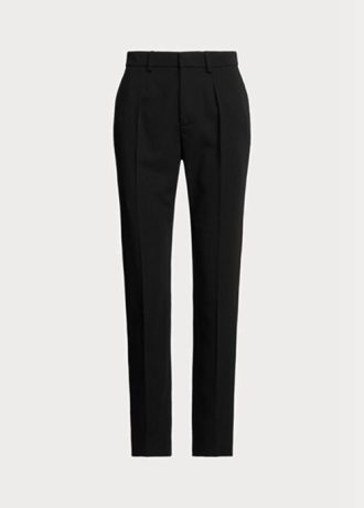 Schwarze Ralph Lauren Clancy Lange Wollgabardinehose für Damen Schwarze Ralph Lauren Clancy Lange Wollgabardinehose für Damen