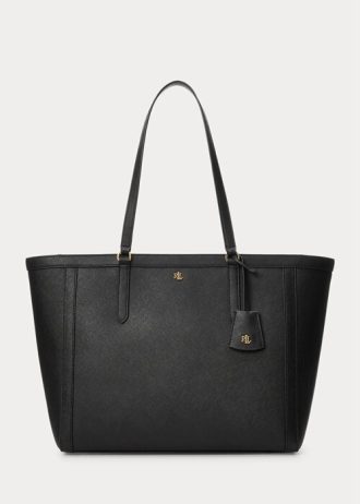Schwarze Ralph Lauren Crosshatch Leder Große Clare Tragetaschen für Damen