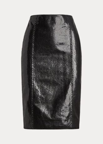 Schwarze Ralph Lauren Cynthia Röcke aus geprägtem Ziegenleder für Damen
