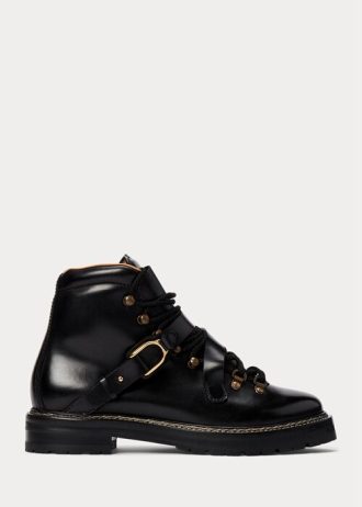 Schwarze Ralph Lauren Dimicia Welington Burnishedie Stiefel für Damen