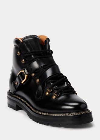 Schwarze Ralph Lauren Dimicia Welington Burnishedie Stiefel für Damen