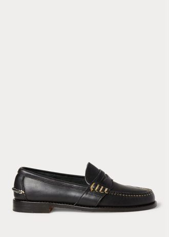 Schwarze Ralph Lauren Edric Pennyloafer aus Leder für Herren