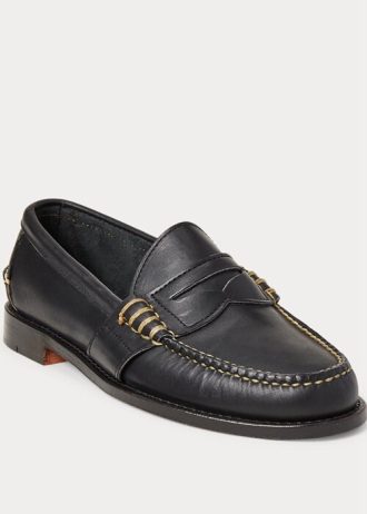 Schwarze Ralph Lauren Edric Pennyloafer aus Leder für Herren