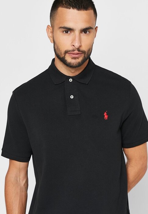 Schwarze Ralph Lauren Essential Poloshirts für Herren Schwarze Ralph Lauren Essential Poloshirts für Herren