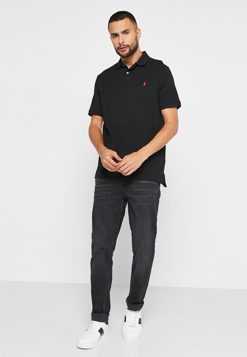 Schwarze Ralph Lauren Essential Poloshirts für Herren Schwarze Ralph Lauren Essential Poloshirts für Herren