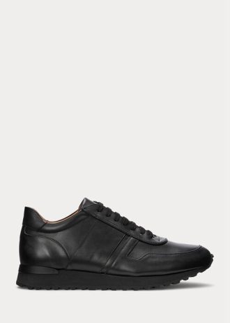 Schwarze Ralph Lauren Ethan Kalbsleder-Sneaker für Herren