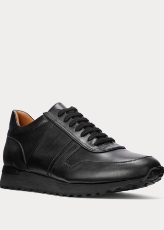Schwarze Ralph Lauren Ethan Kalbsleder-Sneaker für Herren