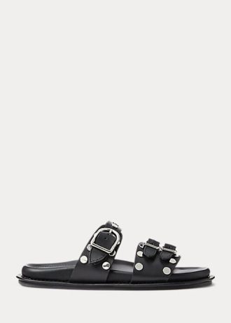 Schwarze Ralph Lauren Ezra Sandalen aus Lammleder mit Nieten für Damen Schwarze Ralph Lauren Ezra Sandalen aus Lammleder mit Nieten für Damen