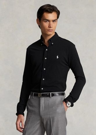 Schwarze Ralph Lauren Featherweight Mesh-Hemden für Herren