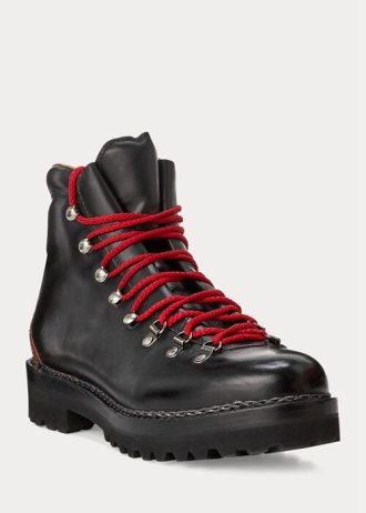 Schwarze Ralph Lauren Fidel Stiefel aus brüniertem Kalbsleder für Herren