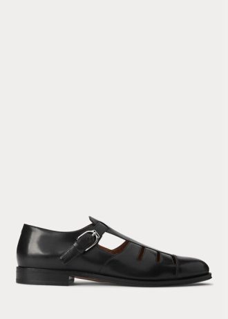 Schwarze Ralph Lauren Fischersandalen aus brüniertem Kalbsleder für Herren Schwarze Ralph Lauren Fischersandalen aus brüniertem Kalbsleder für Herren