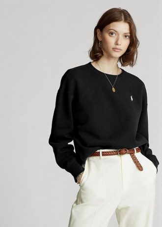 Schwarze Ralph Lauren Fleece-Pullover für Damen