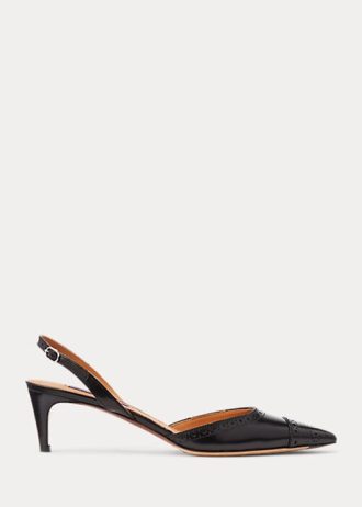 Schwarze Ralph Lauren Garland Slingback-Pumps aus Kalbsleder für Damen
