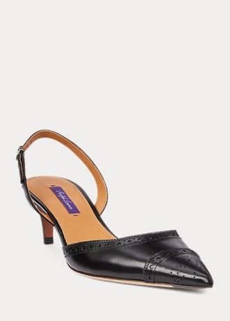 Schwarze Ralph Lauren Garland Slingback-Pumps aus Kalbsleder für Damen
