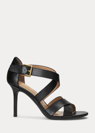 Schwarze Ralph Lauren Gisella Heels aus brüniertem Leder für Damen