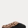 Schwarze Ralph Lauren Hausschuhe mit Leopardenlogo für Damen Schwarze Ralph Lauren Hausschuhe mit Leopardenlogo für Damen