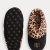 Schwarze Ralph Lauren Hausschuhe mit Leopardenlogo für Damen Schwarze Ralph Lauren Hausschuhe mit Leopardenlogo für Damen