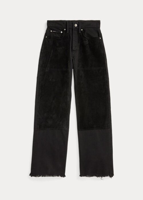 Schwarze Ralph Lauren High-Rise Cropped-Jeans mit weitem Bein für Damen Schwarze Ralph Lauren High-Rise Cropped-Jeans mit weitem Bein für Damen