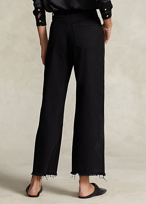 Schwarze Ralph Lauren High-Rise Cropped-Jeans mit weitem Bein für Damen Schwarze Ralph Lauren High-Rise Cropped-Jeans mit weitem Bein für Damen