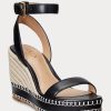 Schwarze Ralph Lauren Hilarie Leder-Espadrilles für Damen