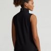 Schwarze Ralph Lauren Hybrid Performance Weste mit durchgehendem Reißverschluss für Damen Schwarze Ralph Lauren Hybrid Performance Weste mit durchgehendem Reißverschluss für Damen