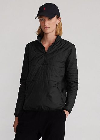Schwarze Ralph Lauren Hybrid-Sweatshirts mit Viertelreißverschluss für Damen